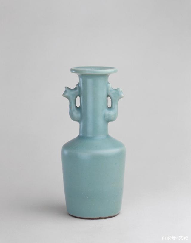 最高級 中国宋時代　双耳青磁花瓶　砧青磁　龍泉窯青磁 陶芸