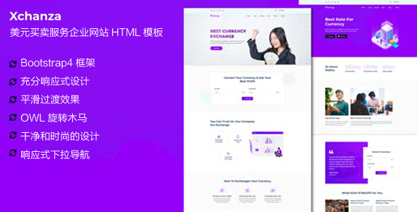 響應式美元買賣業務公司網站HTML模板